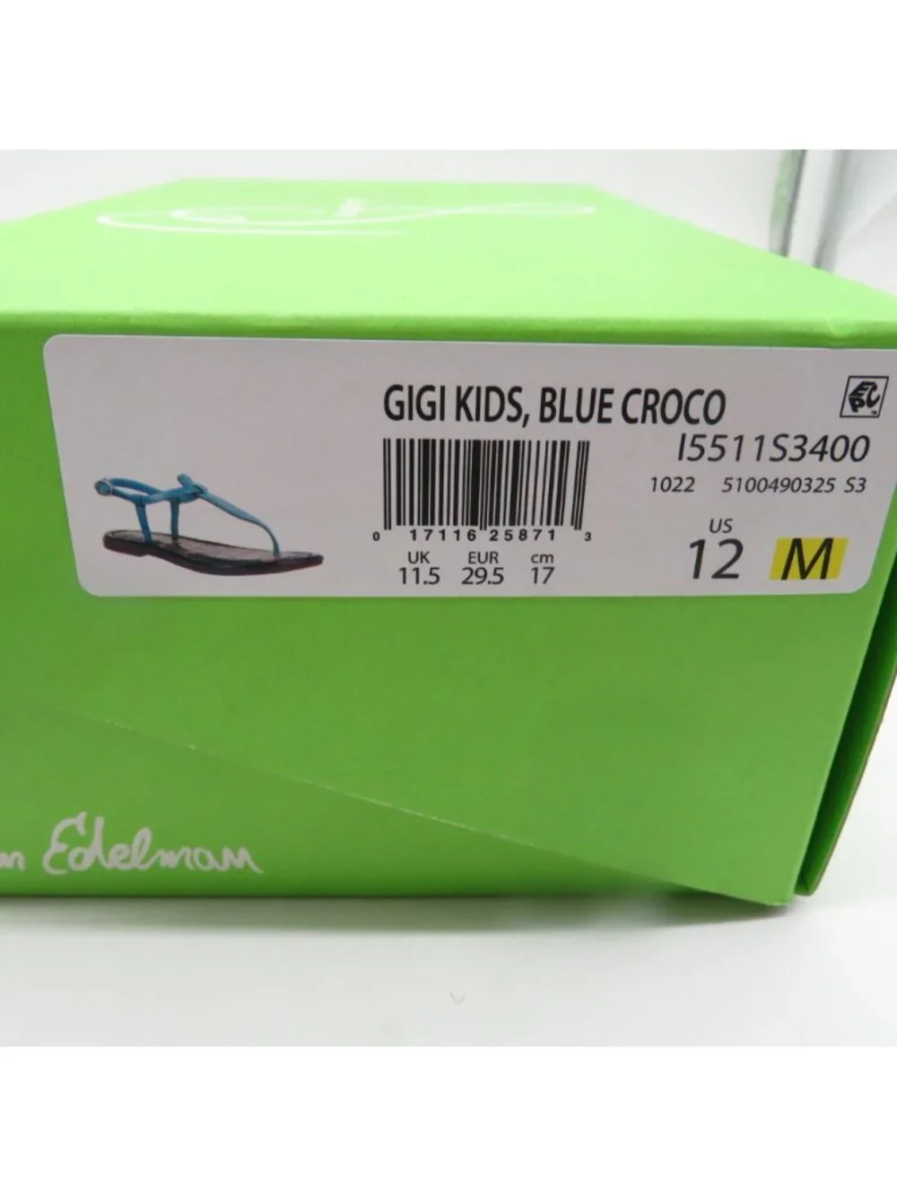 Sam Edelman Kids Blue Croco Gigi Sandals US 12M NEW